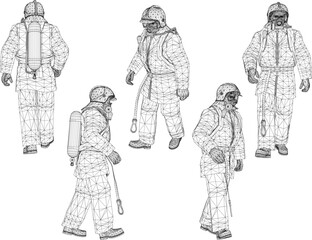Fototapeta na wymiar Sketch vector illustration of a firefighter in uniform