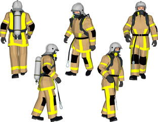 Sketch vector illustration of a firefighter in uniform