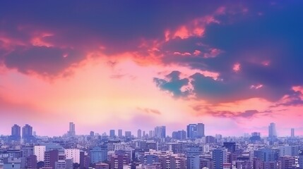 Fototapeta premium City on Twilight: Urban Real Estate Concept with Color Sky