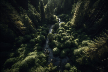 Fototapeta na wymiar Aerial View of a Forest. Generative AI