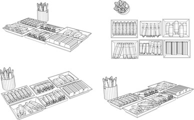 Obraz premium Vector illustration sketch of bread for sale in shop window