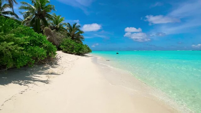 Walk along the beautiful tropical beach in Bora Bora