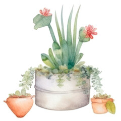 Watercolor Indoor Plants - Elements