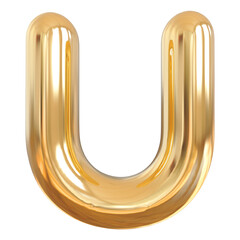 3d font letter U gold