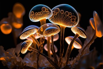 Rainbow mushroom. Generative ai 