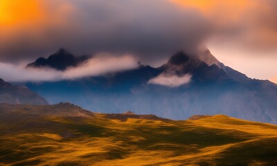 sunset in the mountains