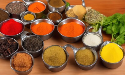 spices and herbs on white
