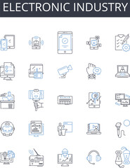 Fototapeta na wymiar Electronic industry line icons collection. High-tech industry, Technology sector, Digital sector, Computer industry, Tech industry, Electronics manufacturing, Information technology vector and linear