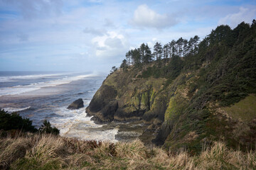 sea view from the top of the mountain, Beautiful view of beach from top of a mountain