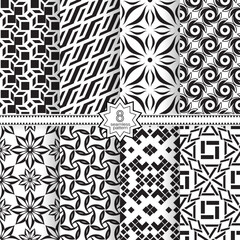 Fototapeta premium A set of vector seamless patterns. Modern geometric textures. Monochrome.