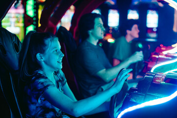 kids playing in an arcade