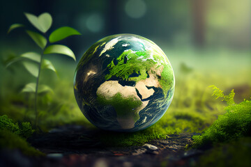 Obraz na płótnie Canvas Earth day, our green planet. Concept of ecology, green energy and sustainable development.