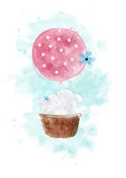 coniglietti su una mongolfiera