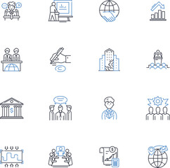 High-tech leadership line icons collection. Innovation, Strategy, Visionary, Digitalization, Disruption, Agility, Empowerment vector and linear illustration. Creativity,Futuristic,Transformation