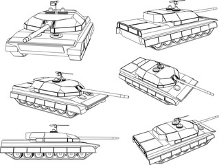 Vector sketch illustration of modern war tank