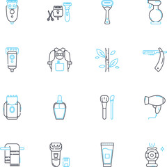 Tonsorial parlor linear icons set. Barber, Shave, Razor, Trimmer, Clipper, Style, Fade line vector and concept signs. Cut,Groom,Beard outline illustrations