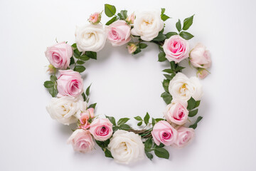 Minimalist Rose Wreath on White Background - Generative AI technology