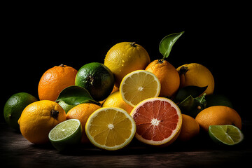 Citrus Fruits Still Life. Generative AI.
A digital painting of a pile of cut and uncut citrus fruits.