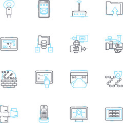 Social soft linear icons set. Connection, Communication, Engagement, Interaction, Community, Friendship, Sharing line vector and concept signs. Collaboration,Support,Nerking outline illustrations