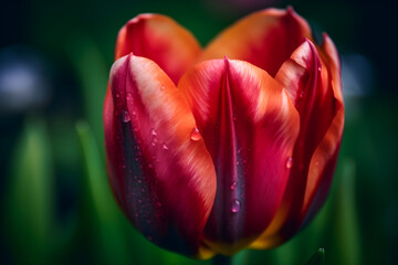 A close-up of a blooming tulip in a garden