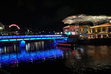 Fototapeta na wymiar Singapore Clarke Quay|克拉碼頭|night city view|reiver