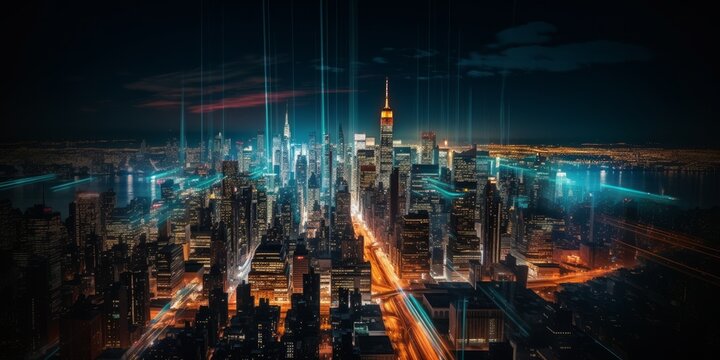 Dazzling City Nightscape Art, AI Generated © ArquitecAi