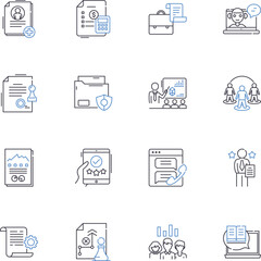 Sampling technique line icons collection. Population, Sample, Randomization, Probability, Non-probability, Stratification, Cluster vector and linear illustration. Systematic,Convenience,Quota outline