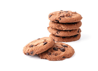 Chocolate chip cookie isolated on white background