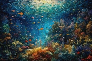 Plakat Impressionist Waves: A Captivating Digital Artwork of the Beautiful Sea Generative AI 10