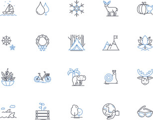 Oxygen line icons collection. Element, Gas, Air, Breathing, Life, Vital, Combustion vector and linear illustration. Oxidizer,Respiration,Oxygenation outline signs set