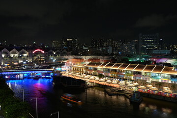 Fototapeta na wymiar Singapore Clarke Quay|克拉碼頭|night city view|reiver