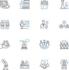 Manipulation line icons collection. control, influence, deceit, domination, trickery, coercion, subterfuge vector and linear illustration. exploitation,persuasion,brainwashing outline signs set