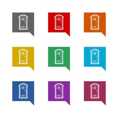 Portable plastic toilet icon isolated on white background. Set icons colorful