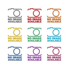 No image available icon isolated on white background. Set icons colorful