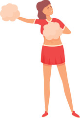 Female dance pom icon cartoon vector. Cheer leader. Dancer woman
