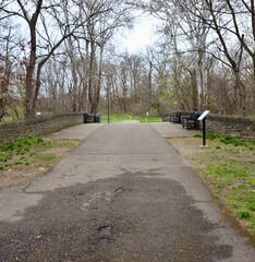 The empty pathway in the countryside park.