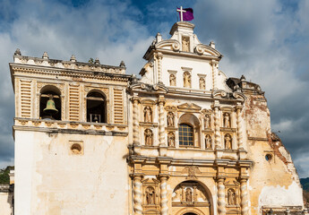 San Francisco church at sunset, Antigua city, Guatemala.