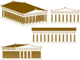 Fototapeta premium Greek holy roman temple cartoon illustration vector sketch