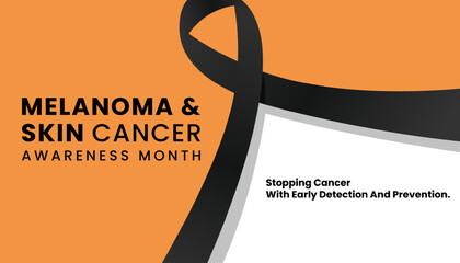 Melanoma and skin cancer awareness month observed each year in May,Exposure to ultraviolet (UV) rays causes most cases of melanoma. Melanoma and skin cancer awareness month template vector illustrator