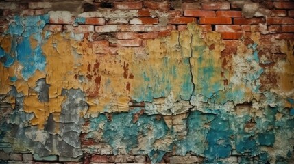Obraz premium Vintage colored brick wall texture, generative AI