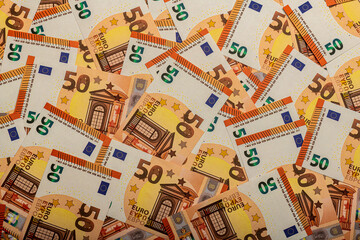 a heap of 50 euro banknotes