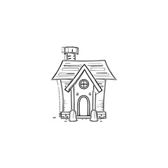 House coloring page, House line art, House coloring book for kids. 