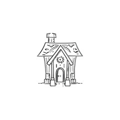 House coloring page, House line art, House coloring book for kids. 