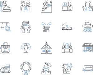 Sophisticated taste line icons collection. Elegance, Refinement, Class, Chic, Upscale, Style, Lavish vector and linear illustration. Sleek,Opulence,Glamor outline signs set