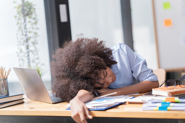 portrait of Beautiful Asian African businesswoman with smiling working in the office.