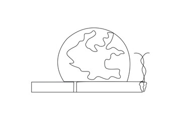 Single one line drawing  World No Tobacco Day. No tobacco day concept. Continuous line draw design graphic vector illustration.