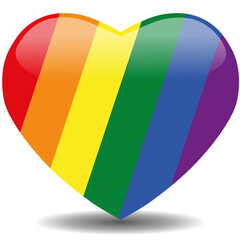Fototapeta premium Pride LGBT heart vector icon, Lesbian gay bisexual transgender concept love symbol. Collection of Color rainbow flag. Flat design signs isolated on vector