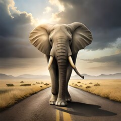 Fototapeta na wymiar elephant in the desert