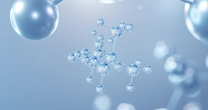 Acetylcholine molecule, rotating 3D model of neurotransmitter under a microscope, seamless looped video, abstract molecular structure