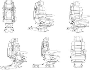 Vector illustration sketch of jet airplane ejection seat